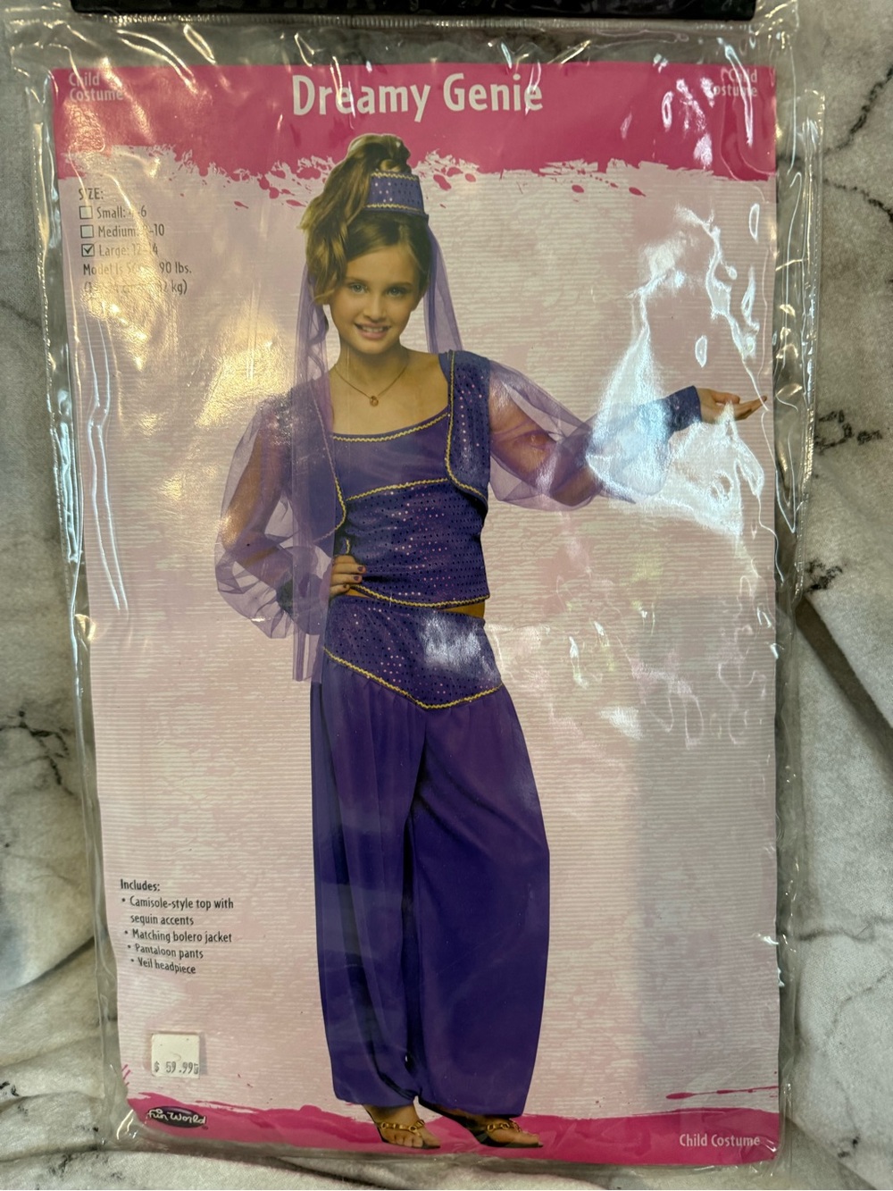 Dreamy Genie Kids Costume - Purple with Gold Trim